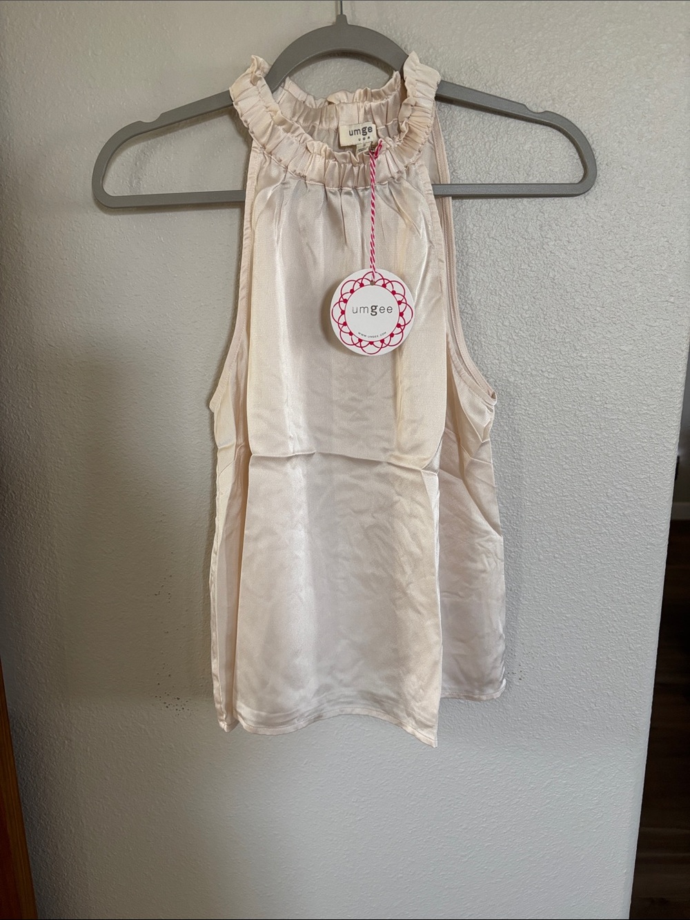 Umgee Cream Ruffle Halter Slip Top